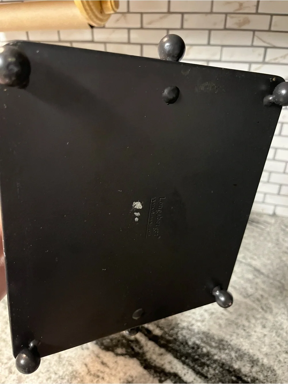 Longaberger Matte Black Metal Napkin Stand with Leaf Accent